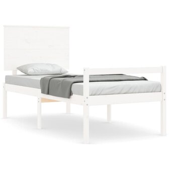 Seniorenbed met hoofdbord massief hout wit 2