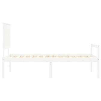 Seniorenbed met hoofdbord massief hout wit 7