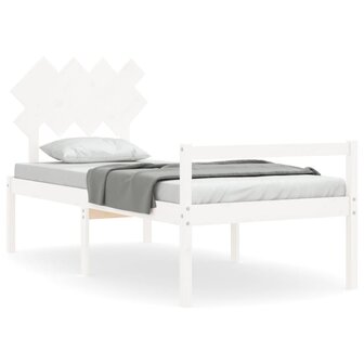 Seniorenbed met hoofdbord massief hout wit 2
