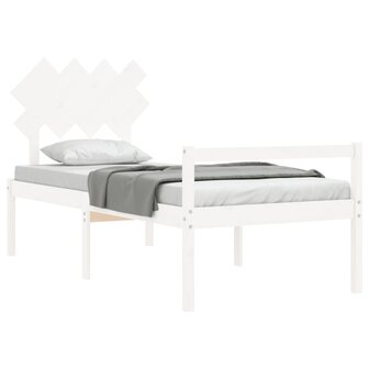 Seniorenbed met hoofdbord massief hout wit 4