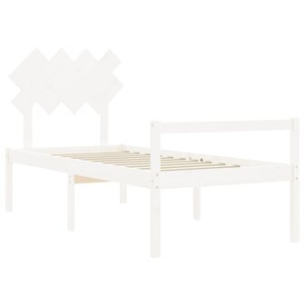 Seniorenbed met hoofdbord massief hout wit 5