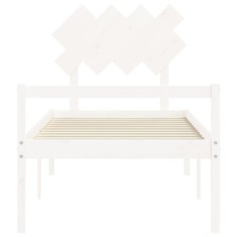 Seniorenbed met hoofdbord massief hout wit 6
