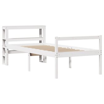 Seniorenbed met hoofdbord massief grenenhout wit 90x190 cm 3