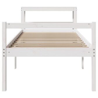 Seniorenbed met hoofdbord massief grenenhout wit 90x190 cm 4