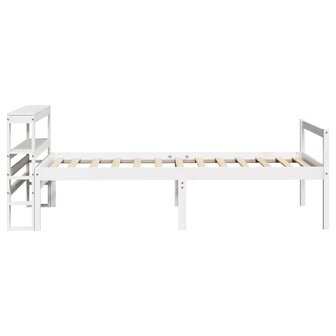 Seniorenbed met hoofdbord massief grenenhout wit 90x190 cm 5