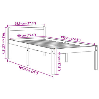 Seniorenbed massief grenenhout wasbruin 90x190 cm 9