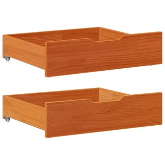 Bedlades 2 st 65x55x17 massief grenenhout wasbruin 1
