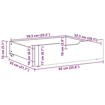 Bedlades 2 st 65x55x17 massief grenenhout wasbruin 8