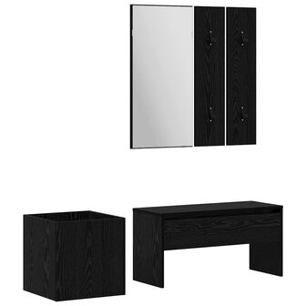 Halmeubelset Wandgemonteerd met spiegel 5 pcs Bewerkt hout 2