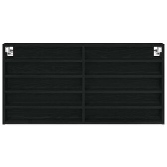 Vitrinekast Zwart Eiken 100 x 8,5 x 50 cm Bewerkt hout 5