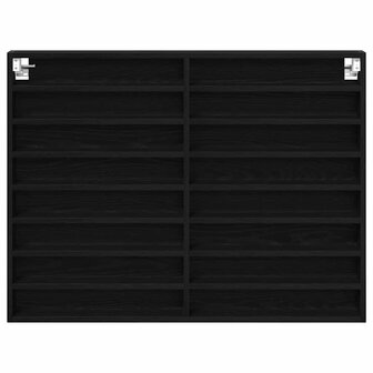 Vitrinekast Zwart Eiken 100 x 8,5 x 75 cm Bewerkt hout 6