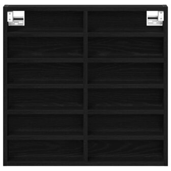 Vitrinekast met plank Zwart Eiken 60 x 8,5 x 58 cm Bewerkt hout 6