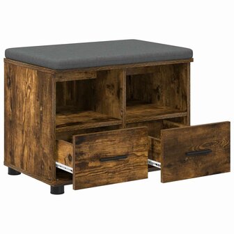 Halbank met kussen met lade Gerookt eiken 60 x 38 x 46 cm 5