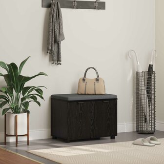 Halbank met kussen met opslag Zwart Eiken 60 x 38 x 46 cm 1
