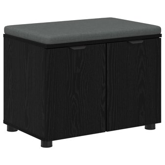 Halbank met kussen met opslag Zwart Eiken 60 x 38 x 46 cm 2