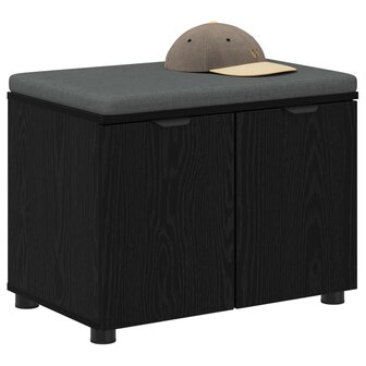 Halbank met kussen met opslag Zwart Eiken 60 x 38 x 46 cm 3
