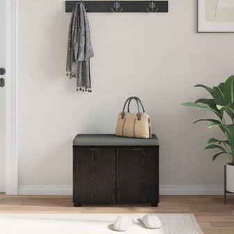 Halbank met kussen met opslag Zwart Eiken 60 x 38 x 46 cm 4