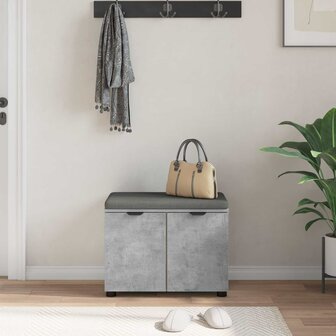Halbank met kussen met opslag Beton Grijs 60 x 38 x 46 cm 4