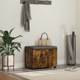 Halbank met kussen met opslag Gerookt eiken 60 x 38 x 46 cm 1