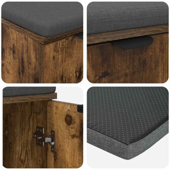 Halbank met kussen met opslag Gerookt eiken 60 x 38 x 46 cm 9