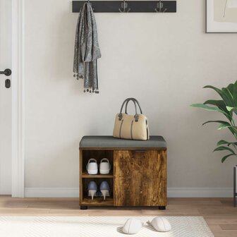 Halbank met kussen Effen Gerookt eiken 60 x 38 x 46 cm 4