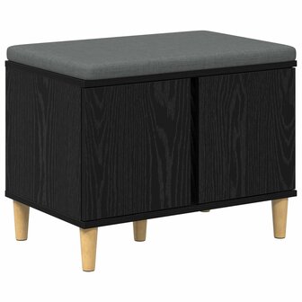 Halbank met kussen met opslag Zwart Eiken 60 x 38 x 46 cm 2