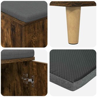 Halbank met kussen met opslag Gerookt eiken 60 x 38 x 46 cm 9