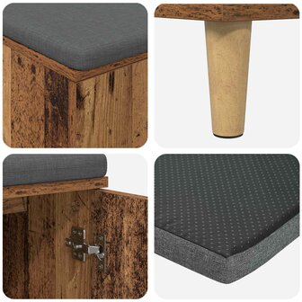 Halbank met kussen met opslag Oudhout 60 x 38 x 46 cm 9