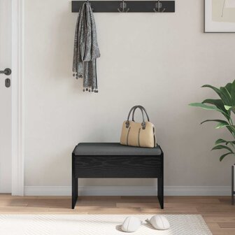 Halbank met kussen Zwart Eiken 60 x 38 x 46 cm 4