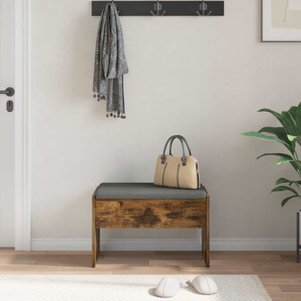 Halbank met kussen Gerookt eiken 60 x 38 x 46 cm 4