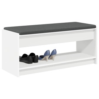 Halbank met kussen met plank met opslag Wit 100 x 38 x 46 cm 3