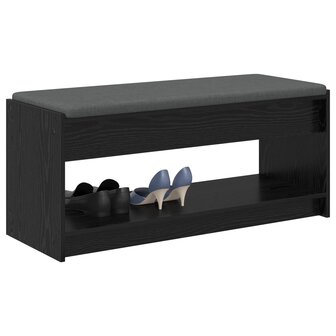 Halbank met kussen met plank Zwart Eiken 100 x 38 x 46 cm 3