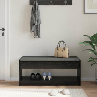 Halbank met kussen met plank Zwart Eiken 100 x 38 x 46 cm 4