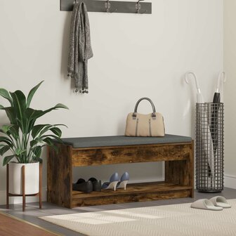 Halbank met kussen met plank Gerookt eiken 100 x 38 x 46 cm 1
