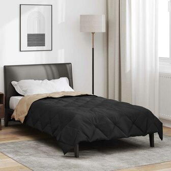 Zomerdekbed Zwart en Taupe 200 x 140 cm Microvezel 1