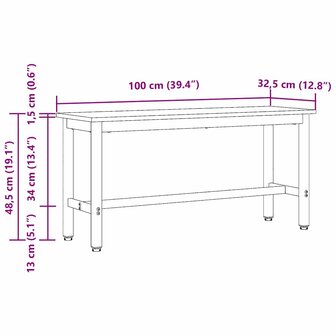 Eetbank Zwart Eiken 100 x 32,5 x 48,5 cm 9