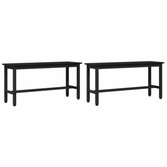 Eetbank 2 pcs Zwart Eiken 100 x 32,5 x 48,5 cm 2