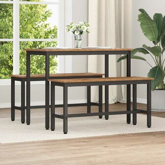Eetbank Oudhout 100 x 32,5 x 48,5 cm Engineered hout en staal 1