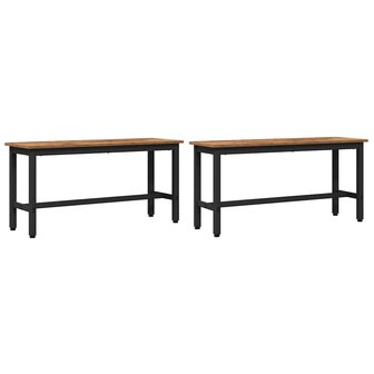 Eetbank 2 pcs Oudhout 100 x 32,5 x 48,5 cm 2