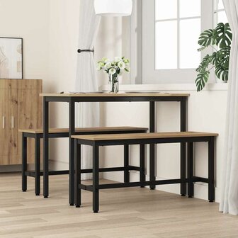 Eetbank 2 pcs Artisan Eiken 100 x 32,5 x 48,5 cm 3
