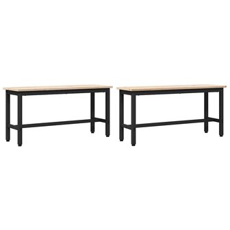 Eetbanken 2 pcs Naturel 100 x 32,5 x 49 cm Massief grenenhout 2