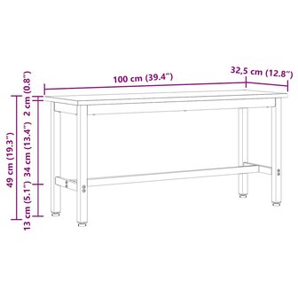 Eetbank Wit 100 x 32,5 x 49 cm Massief grenenhout 9