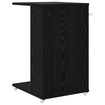 Bijzettafel met wiel Zwart Eiken 40 x 35 x 60 cm Bewerkt hout 7
