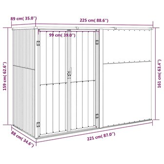 Tuinschuur 225x89x161 cm gegalvaniseerd staal antracietkleurig 7