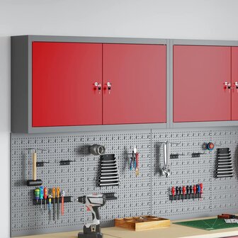 Gereedschapskast met plank Rood en Grijs 50 x 20 x 55 cm 1