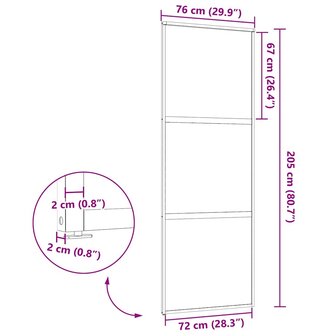 Glazen deur Fretwerk Zwart 90 x 2 x 205 cm Aluminium 7
