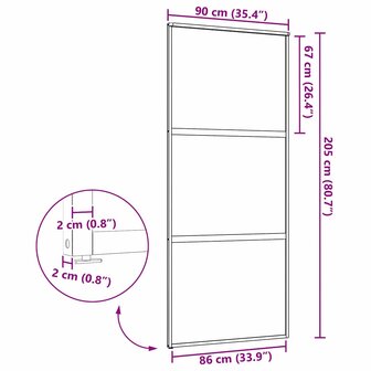 Glazen deur Fretwerk Zwart 90 x 2 x 205 cm Aluminium 7