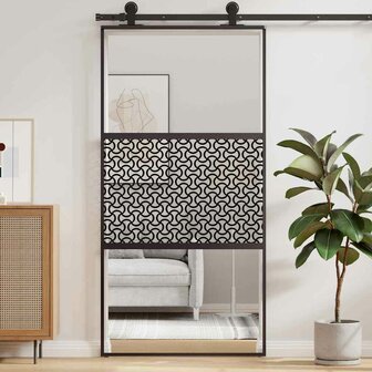 Glazen deur Fretwerk Zwart 90 x 2 x 205 cm Aluminium 3