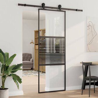 Glazen deur Gestreept Zwart 90 x 2 x 205 cm Aluminium 1