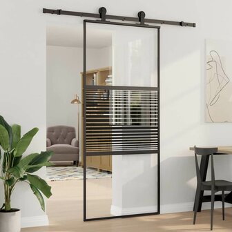 Glazen deur Gestreept Zwart 90 x 2 x 205 cm Aluminium 1